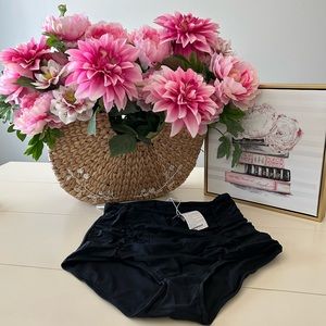 Brand New Cocoship Highwaisted Black Rouched Size XL Swim Bottoms